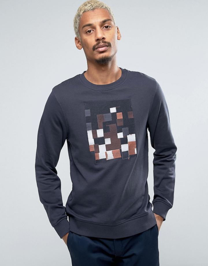 Adpt Sweatshirt With Crew Neck And Artist Stich Detail - Navy