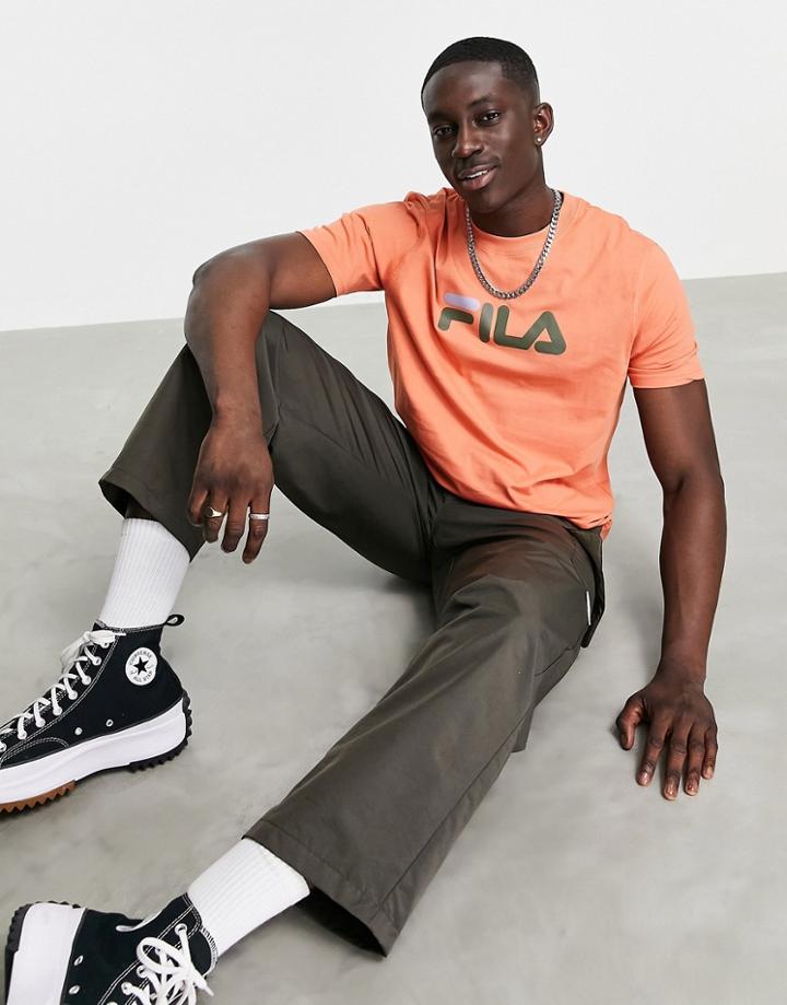 Fila Eagle Large Chest Logo T-shirt In Orange