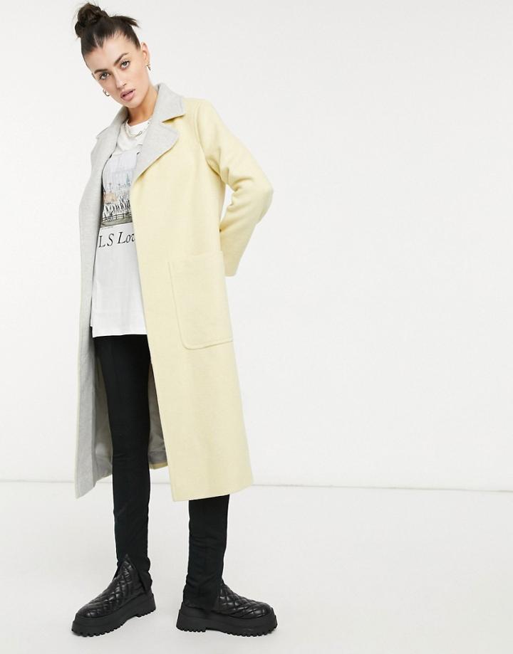 Helene Berman Long Ruth Double Sided Coat In Yellow