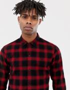 Allsaints Shirt In Red Check With Logo - Red
