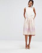 Closet Metallic Damask Print Hi-low Skirt - Multi