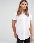 Asos Longline Shirt In White With Revere Collar - White