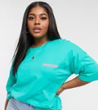 Asos Design Curve Oversized T-shirt With Together In Washed Green