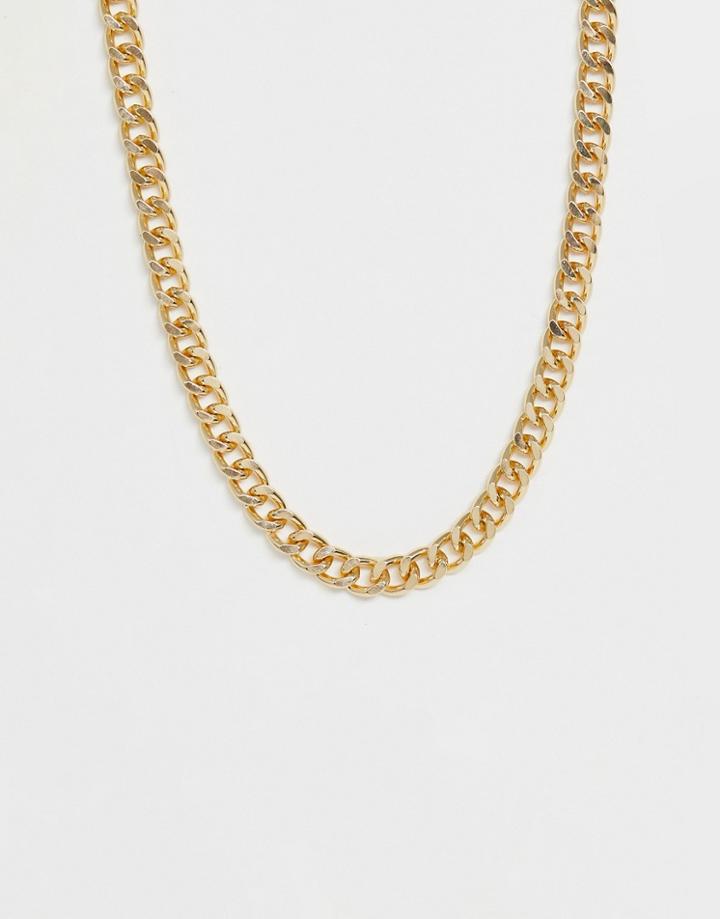 Asos Design Short Chunky Chain In Gold Tone - Gold