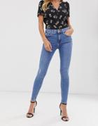 River Island Amelie Skinny Jeans In Mid Wash-blue