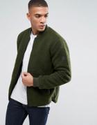 Solid Jacket In Teddy Yarn - Green