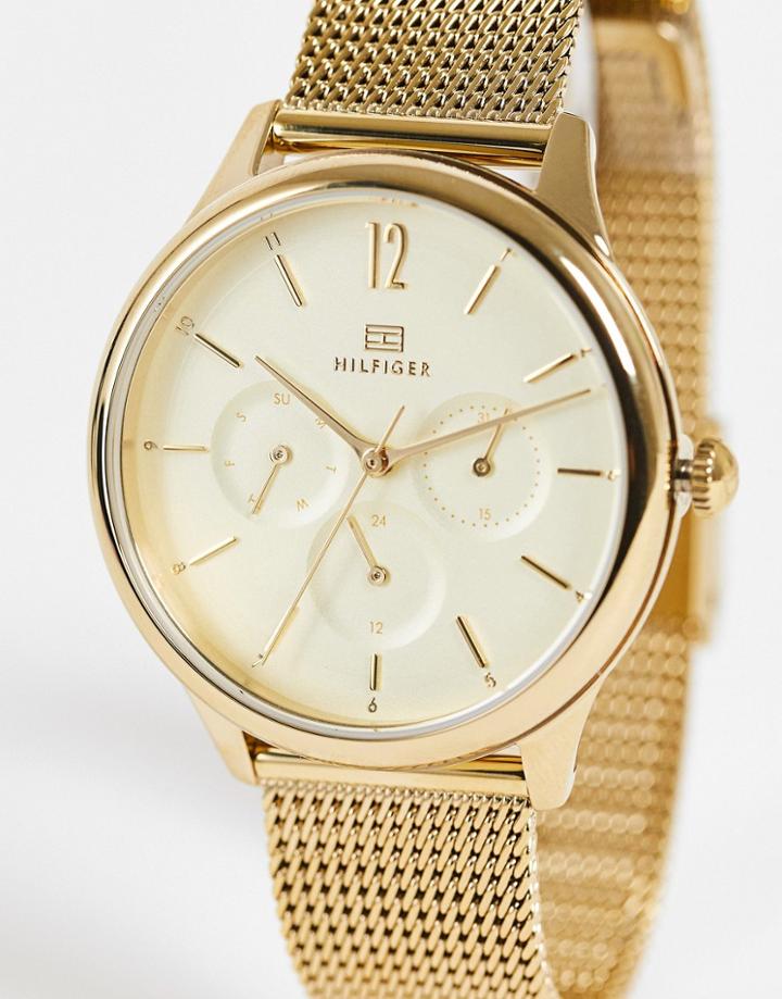 Tommy Hilfiger Womens Mesh Watch In Gold 1782458