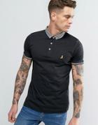 Brave Soul Knitted Collar Polo Shirt - Black