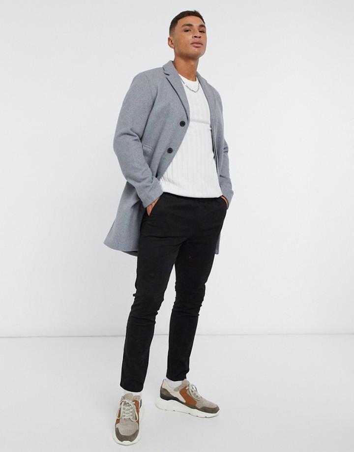 Selected Homme Overcoat In Gray-grey