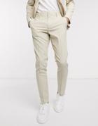 Asos Design Skinny Suit Pants In Stone Pinstripe-neutral