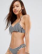 Vero Moda Textured Stripe Wrap Bikini Top - Multi