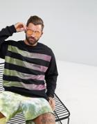 Asos Festival Oversized Sweatshirt With Sequin Stripes - Black