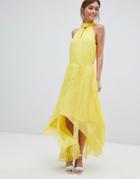Ted Baker Pleated Collar Maxi Dress-yellow