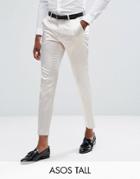 Asos Tall Wedding Skinny Crop Smart Pant In Cream Sateen - Cream