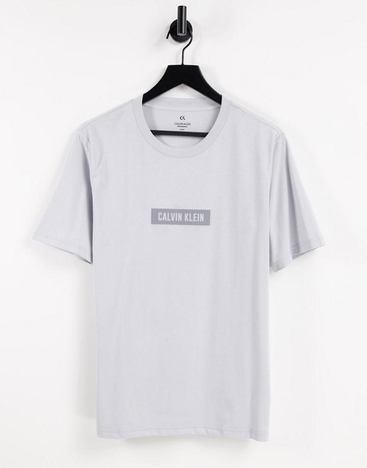 Calvin Klein Reflective Box Logo T-shirt In Antique Gray-grey