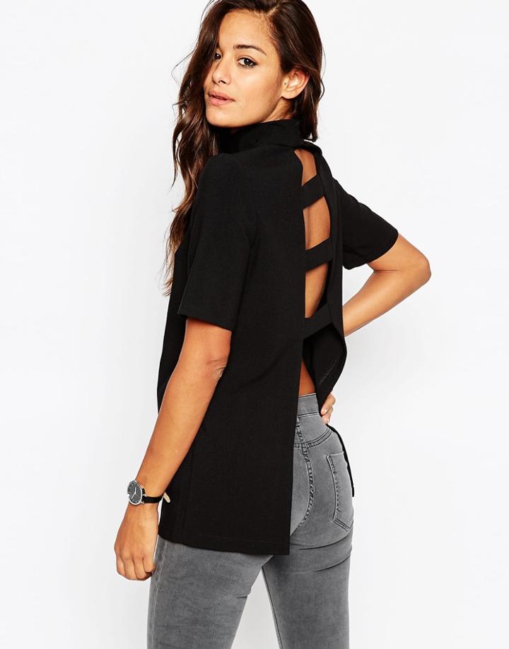 Asos High Neck Tunic With Open Back - Black