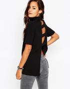 Asos High Neck Tunic With Open Back - Black