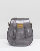 Dr Martens Pewter Suede Tassle Shoulder Bag - Silver