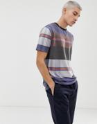 Asos Design Relaxed T-shirt With All Over Check Print On Textured Fabric-gray
