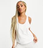 Hiit Oversized Tank Top With Drop Armhole In White