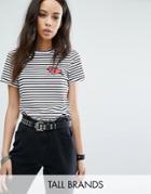 Noisy May Tall Striped Motif Tee - Multi