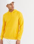 Asos Design Hoodie In Mustard Reverse Loopback-yellow