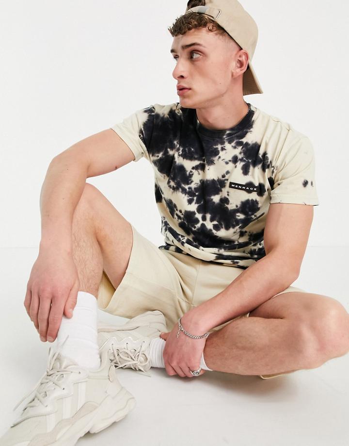 Mennace T-shirt In White With Blue Tie Dye