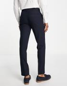 Asos Design Wedding Slim Suit Pants In Navy Micro Texture