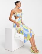 Parallel Lines Cut-out Maxi Dress In Multi Print