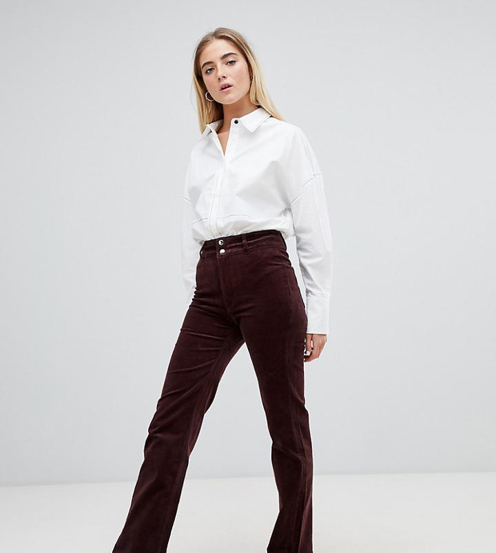 Weekday Cord Fitted Pants-brown