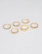 Designb London Gold Patterned Rings In 6 Pack Exclusive To Asos - Gold