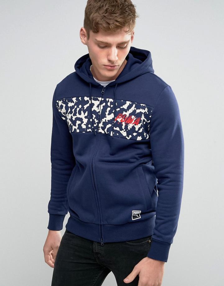 Puma Print Hoodie In Blue 57160308 - Blue
