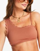 Accessorize One Shouler Scallop Bikini Top In Sepia-orange