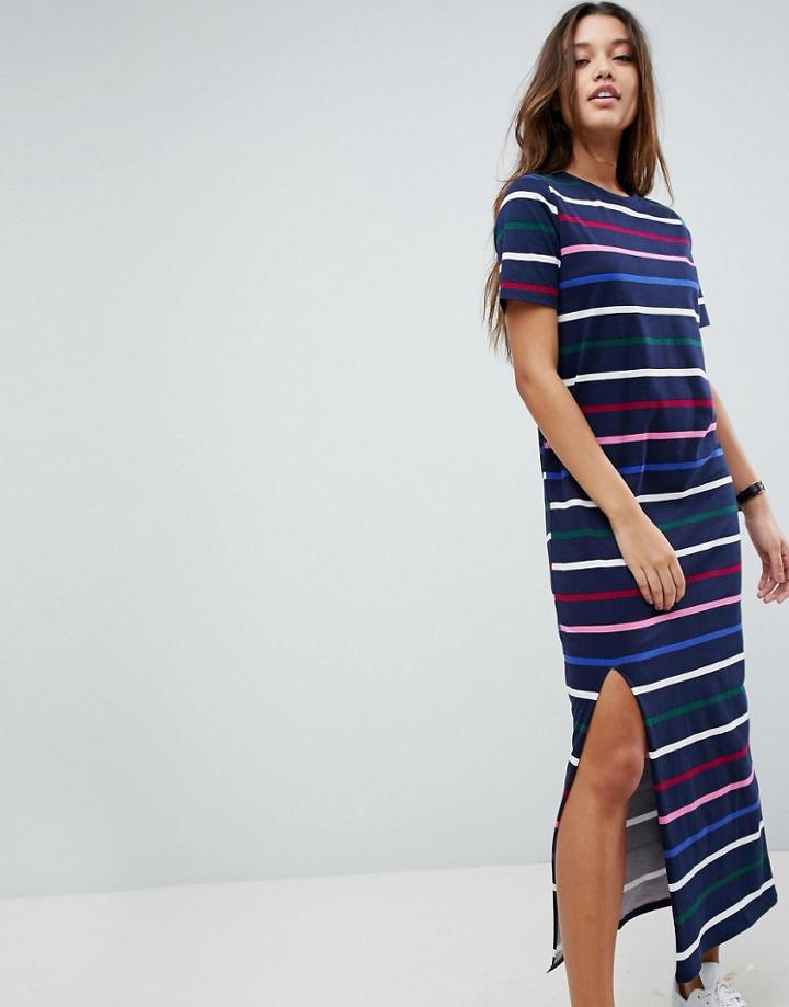 Asos Ultimate T-shirt Maxi Dress In Stripe - Multi
