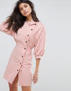 Asos 80s Button Through Mini Dress - Pink