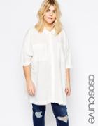 Asos Curve Casual Oversized Pocket Shirt - Cream