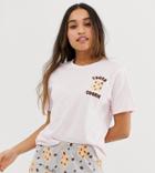 Asos Design Petite Tough Cookie Pyjama Short Set-multi