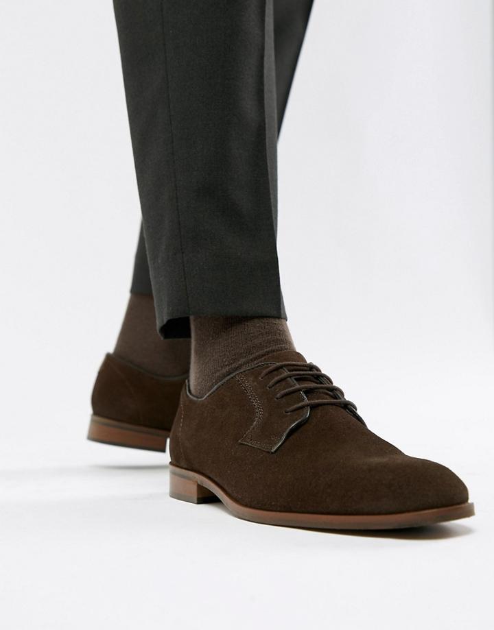 Dune Lace Up Suede Shoes In Brown Suede - Brown