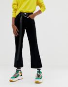 Asos Design Egerton Crop Kick Flare Jeans In In Clean Black Cord - Black