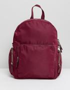 Monki Zip Pocket Backpack - Red