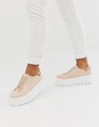 Asos Design December Chunky Sneakers In Beige And Snake - Beige