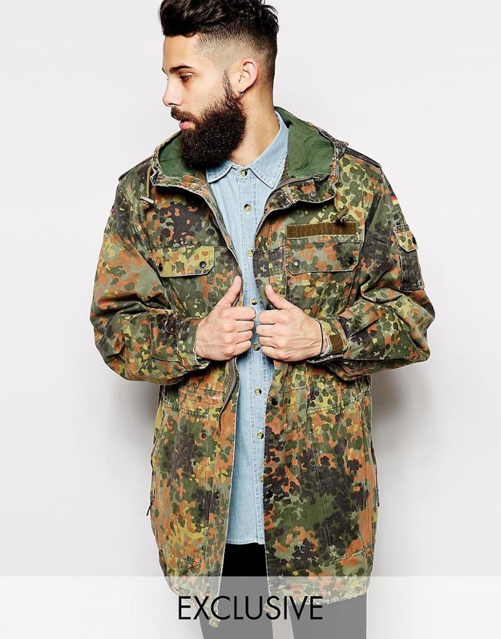 Reclaimed Vintage Military Camo Parka - Green