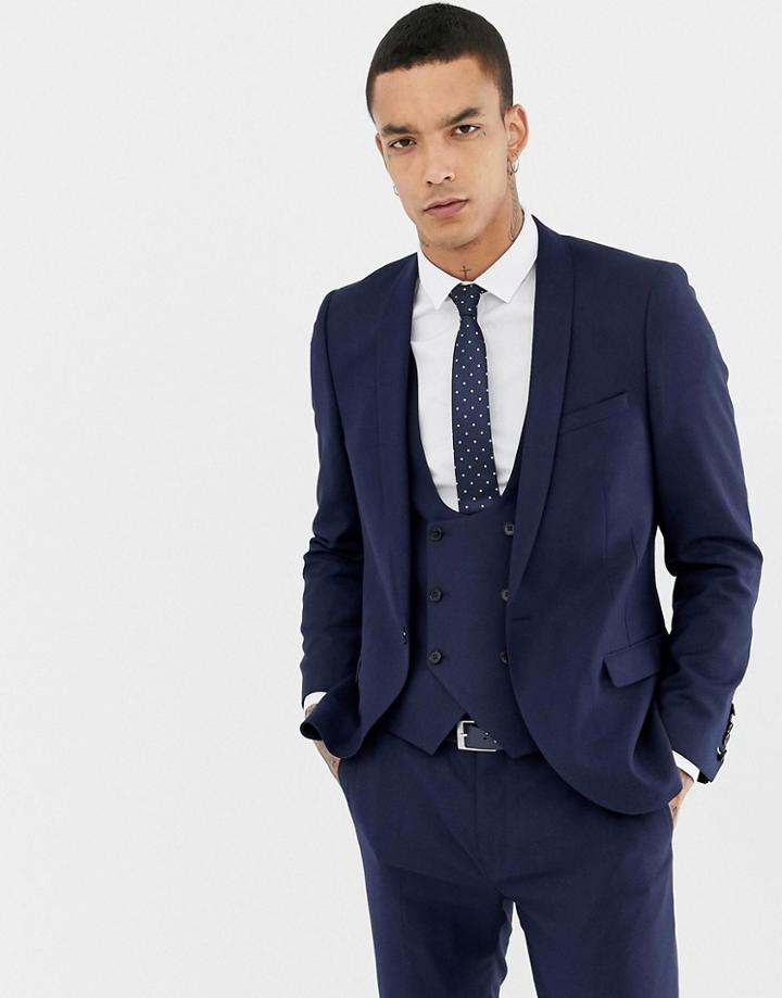 Twisted Tailor Super Skinny Wool Mix Suit Jacket In Navy