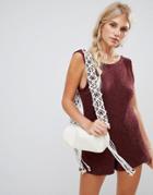 Zulu & Zephyr Vacation Knit Beach Romper With Low Scoop Back In Burgundy - Red