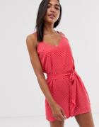 Only Tie Waist Romper - Pink