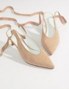 Asos White Foxglove Suede Kitten Heels - Beige