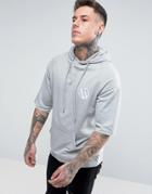 Wetts Raw Edge Mid Sleeve Hoodie - Gray