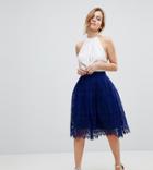 Asos Petite Lace Midi Prom Skirt - Navy