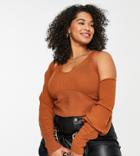 Asos Design Curve Knitted Tank Top In Mixed Rib - Part Of A Set-brown