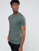 Asos T-shirt With Crew Neck In Green Marl - Green